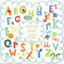 Alphabet Birth Cross Stitch Record Kit