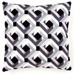 Black And White Long Stitch Cushion Panel Kit