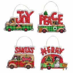 Holiday Truck Ornaments Set Cross Stitch Kit