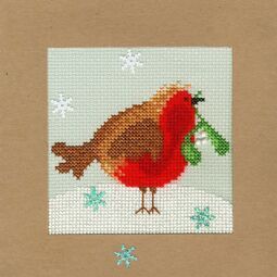 Snowy Robin Cross Stitch Christmas Card Kit