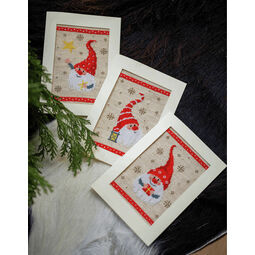 Happy Gnomes Cross Stitch Christmas Card Kits Set Of 3