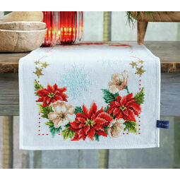Christmas Flowers Cross Stitch Table Runner Kit