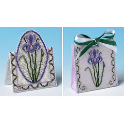 Purple Iris Gift Bag And Card Set 3D Cross Stitch Kits