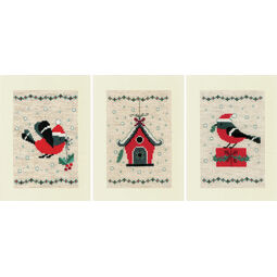 Bird House Cross Stitch Christmas Card Kits (Set of 3)