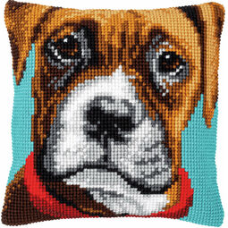 Boxer Dog Chunky Cross Stitch Cushion Panel Kit