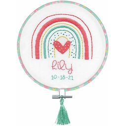 Birth Record With Fabric Covered Hoop Embroidery Kit