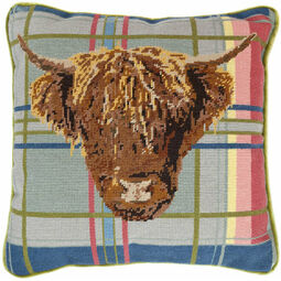 Highland Cow On Tartan Tapestry Panel Kit