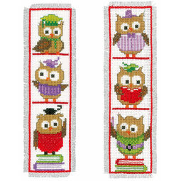 Clever Owls - Set Of 2 Counted Cross Stitch Bookmark Kits
