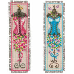 Vintage Mannequins - Set Of 2 Counted Cross Stitch Bookmark Kits