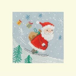 Delivery By Skis Cross Stitch Christmas Card Kit
