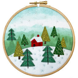 Cottage In The Woods Felt Embroidery Hoop Kit