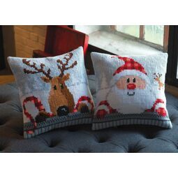 Set Of 2 Chunky Cross Stitch Christmas Cushion Kits