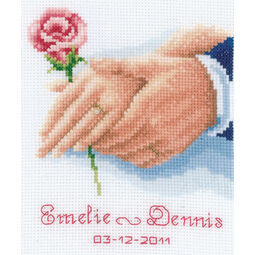 Holding Hands Rose Wedding Sampler Cross Stitch Kit