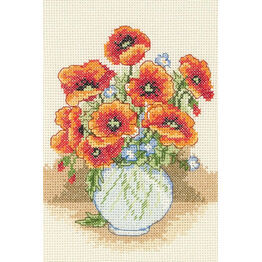 Poppy Flower Vase Starter Cross Stitch Kit