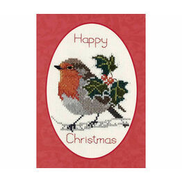 Holly & Robin Christmas Cross Stitch Card Kit