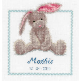 Cute Bunny Birth Sampler Cross Stitch Kit