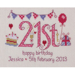 21st Birthday Pink Cross Stitch Kit