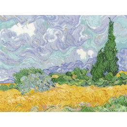 Van Gogh - A Wheatfield With Cypresses Cross Stitch Kit