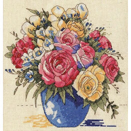 Pastel Floral Vase Cross Stitch Kit
