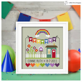 Rainbow Birth Sampler Cross Stitch Kit