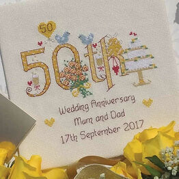 50th Wedding Anniversary Numbers Cross Stitch Kit