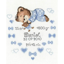 Boy Birth Announcement Cross Stitch Kit