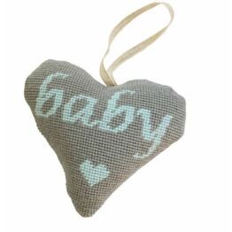Baby Boy Blue On Grey Heart Tapestry Kit