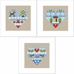 Festive Hearts Cross Stitch Christmas Card Kits - Set Of 3