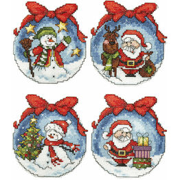 Christmas Baubles Snowman And Santa Cross Stitch Ornaments Kit