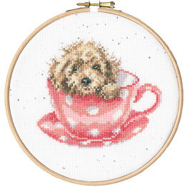 Teacup Pup Cross Stitch Hoop Kit
