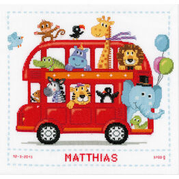 Funny Bus Cross Stitch Birth Sampler Kit