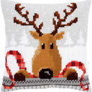 Reindeer With Red Scarf Cross Stitch Cushion Kit additional 1