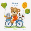 Cycling Bear Cross Stitch Birth Record Kit additional 1