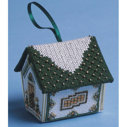 Green & Gold Gingerbread House 3D Cross Stitch Kit