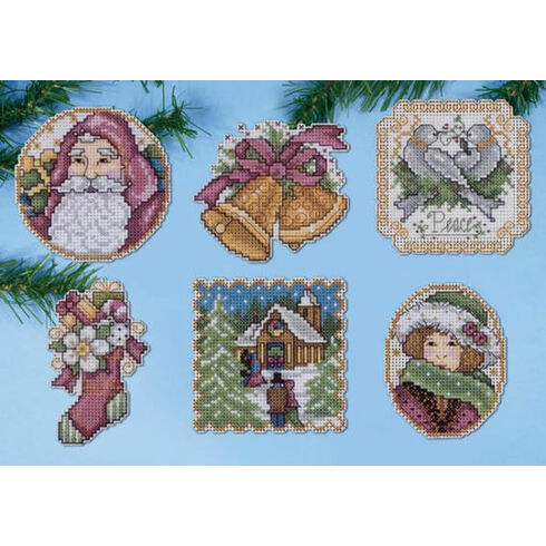 Victorian Christmas Ornaments Cross Stitch Kit (Set of 6)