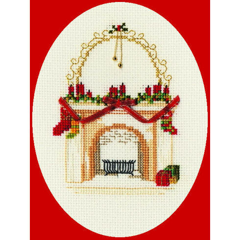 Christmas Fireplace Cross Stitch Card Kit