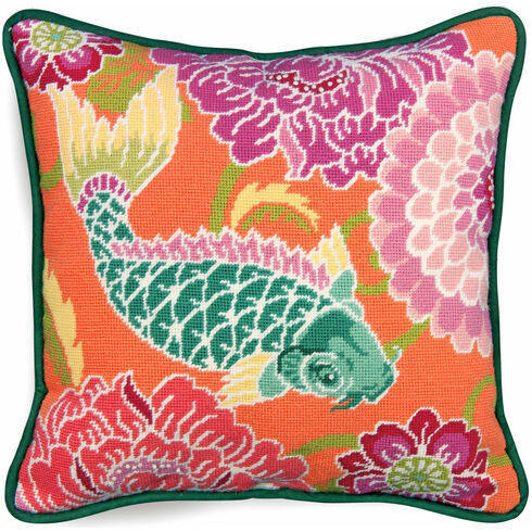 Koi with Flowers Tapestry Cushion Panel Kit