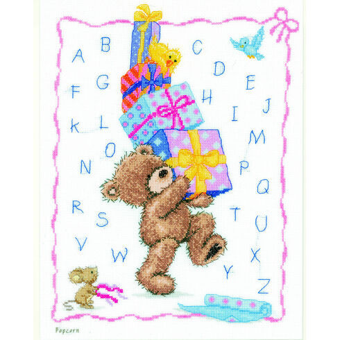 Popcorn Bear Alphabet Cross Stitch Kit