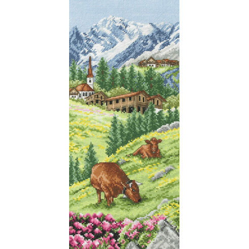 Swiss Alpine Landscape Cross Stitch Kit