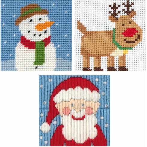 1st Mixed Christmas Needlecraft Pack-Santa, Rudolph, Frosty (Set Of 3)