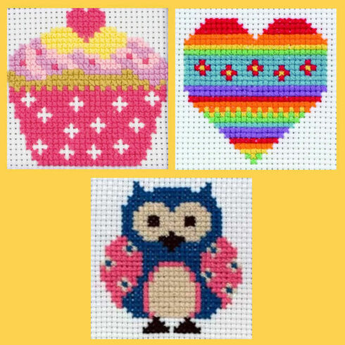 Anchor 1st Cross Stitch Kits - Zoe, Heart, Cupcake (Set of 3)