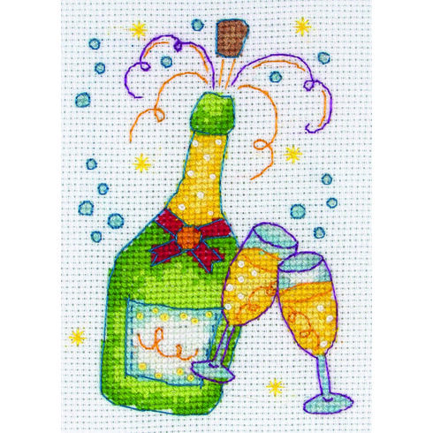 Champagne Mini Cross Stitch Kit