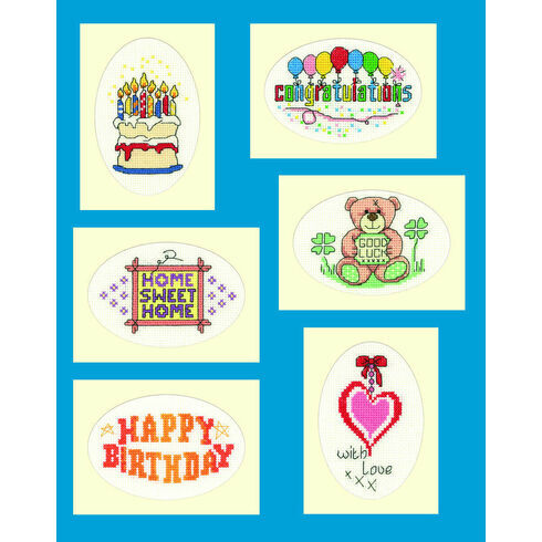 Set Of Six Cross Stitch Greeting Card Kits