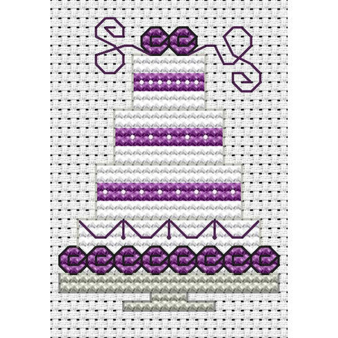 Purple Wedding Cake Cross Stitch Card Kit