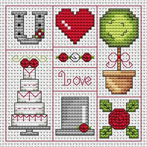 Red Wedding Cross Stitch Card Kit