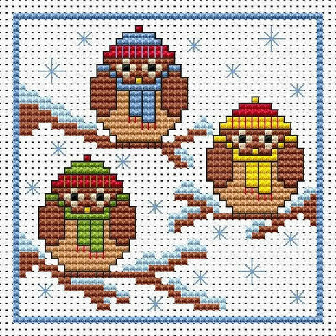 Christmas Owls Cross Stitch Card Kit