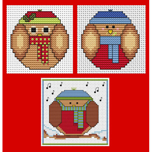 Round Robins & Owls Cross Stitch Christmas Card Kits - Set Of 3