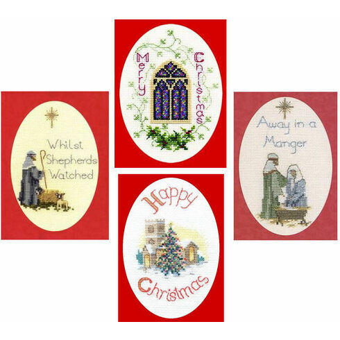 Traditional Collection Set Of 4 Christmas Card Cross Stitch Kits