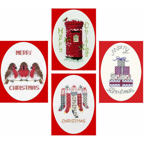 Favourites Collection Set Of 4 Christmas Card Cross Stitch Kits