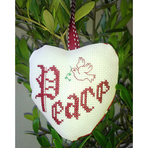 Peace Padded Heart Cross Stitch Kit